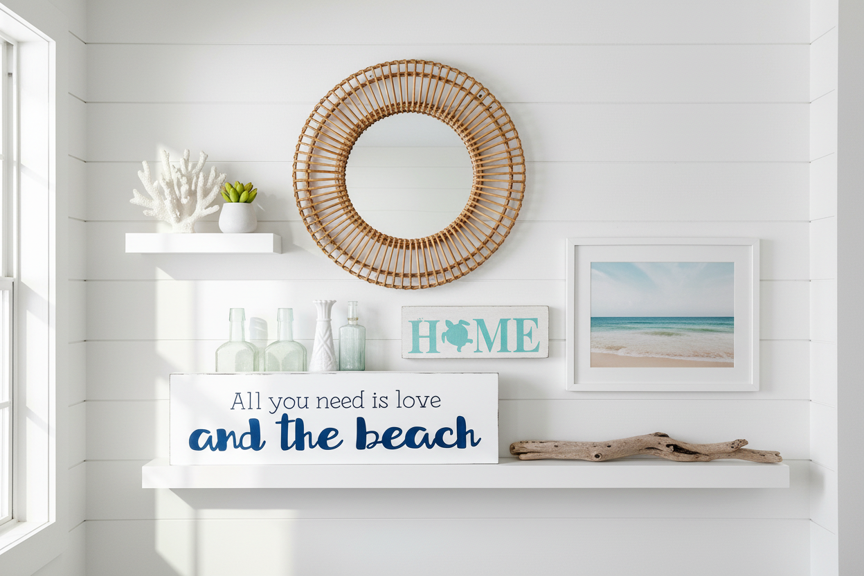 How to Create a Coastal Gallery Wall: Tips for Arranging Beach Signs a ...