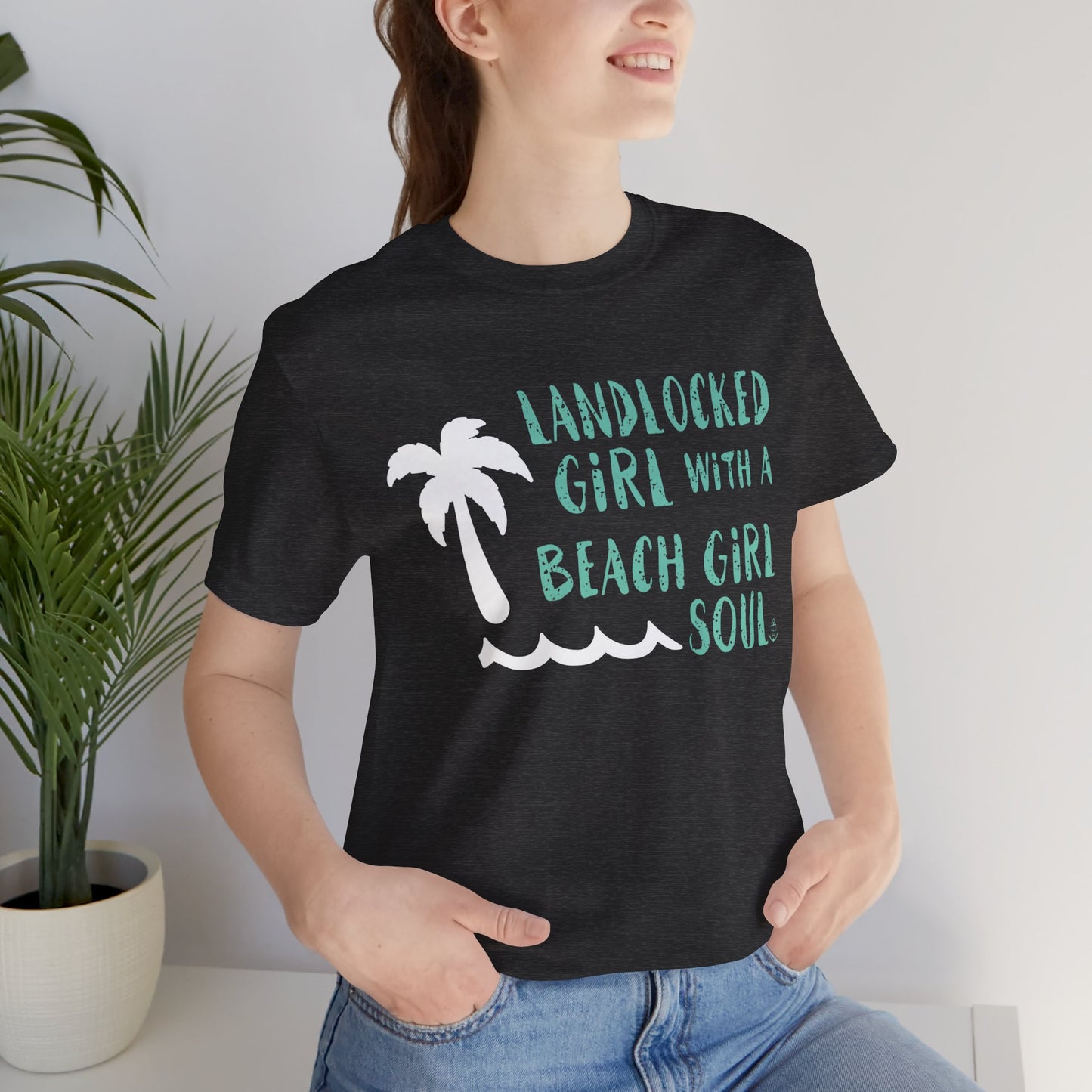 Landlocked girl tshirt, Dark Gray beach tshirt, beach girl, Christmas gift, tshirts for women, Anchored Soul Tshirt