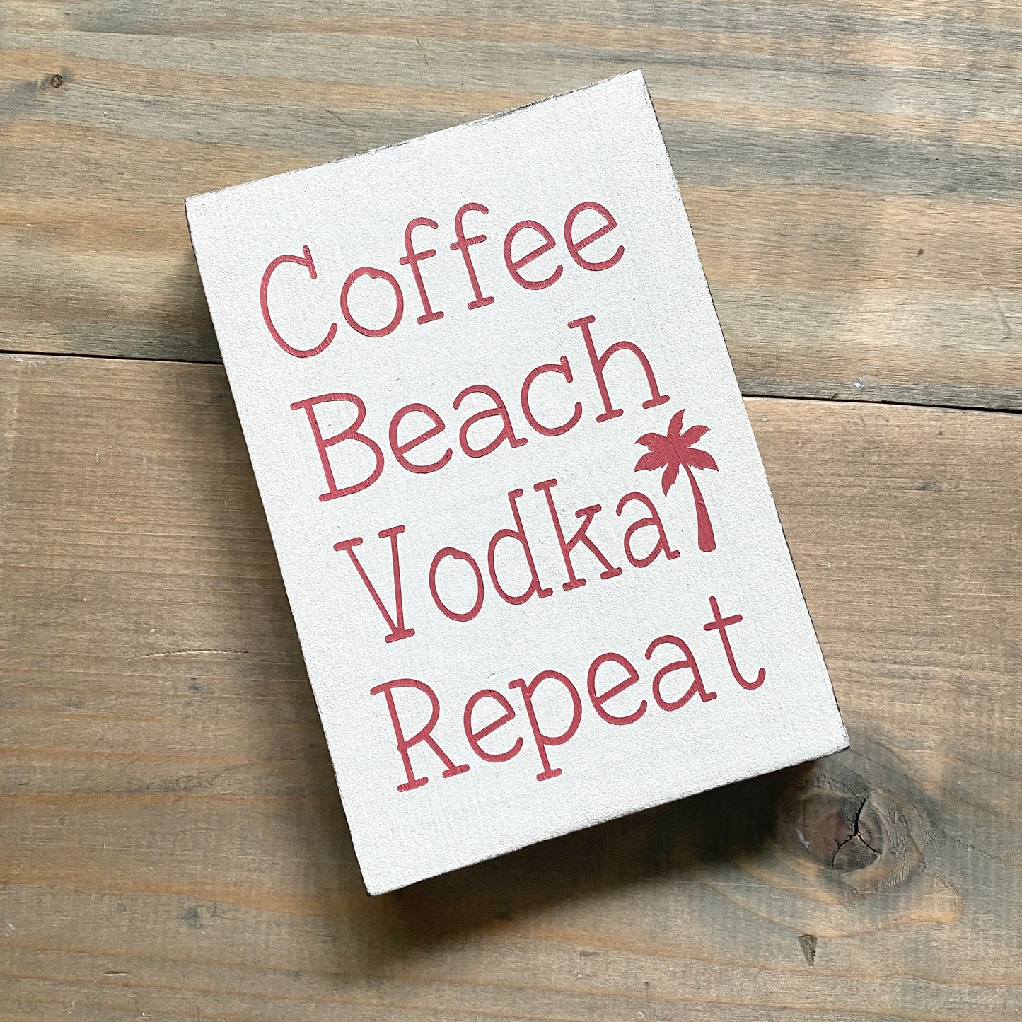 Coffee Beach Drink Repeat Sign - CUSTOMIZED Coastal home decor and inspiration for the beach lover, gifts from Anchoredsouldesigns
