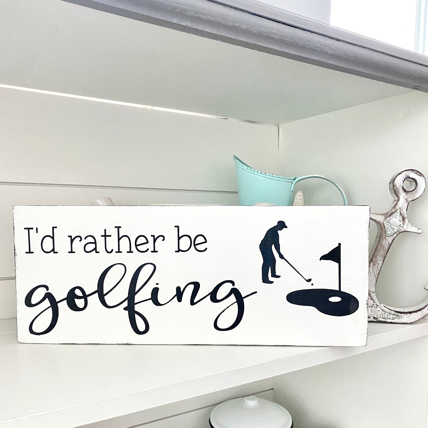 I'd Rather Be Golfing Sign Coastal home decor and inspiration for the beach lover, gifts from Anchoredsouldesigns