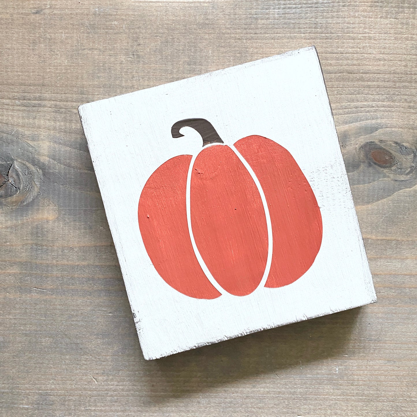 Pumpkin fall sign, 6 x 6in Coastal home decor and inspiration for the beach lover, gifts from Anchoredsouldesigns