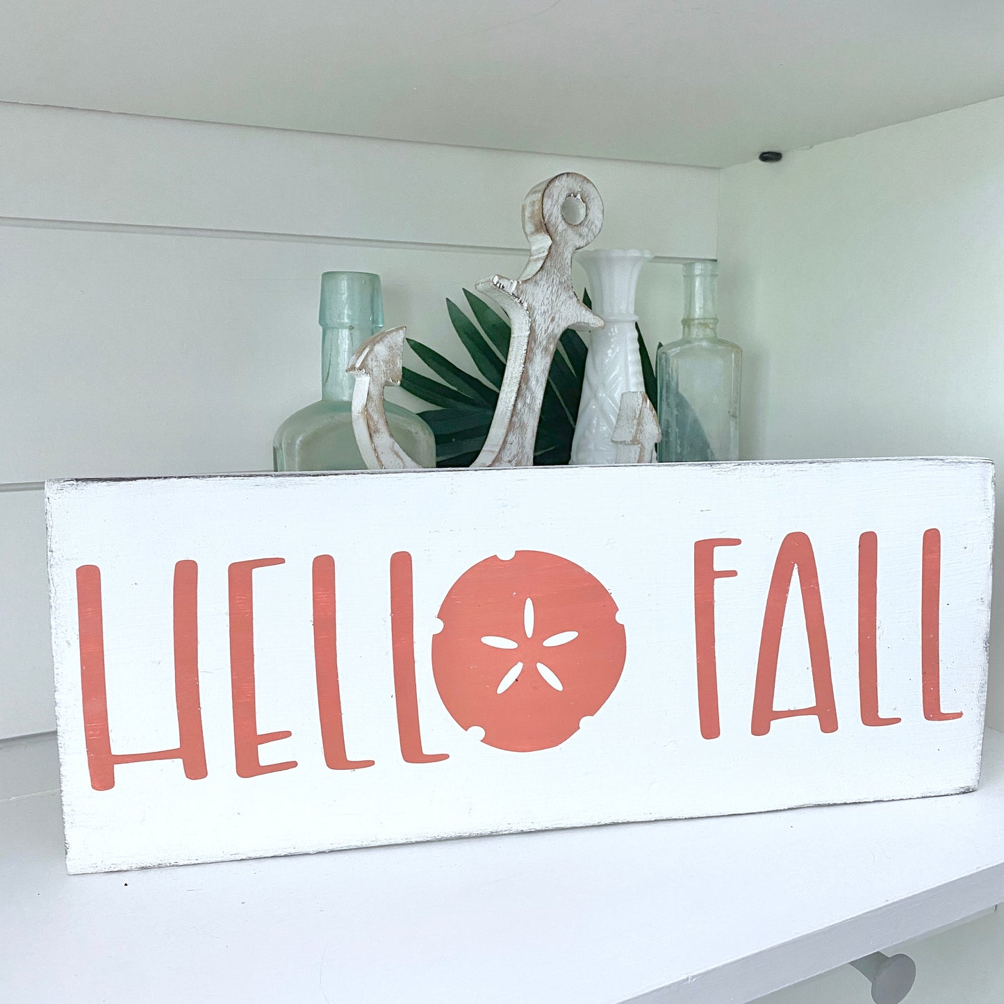 Hello Fall Sand Dollar Sign Coastal home decor and inspiration for the beach lover, gifts from Anchoredsouldesigns