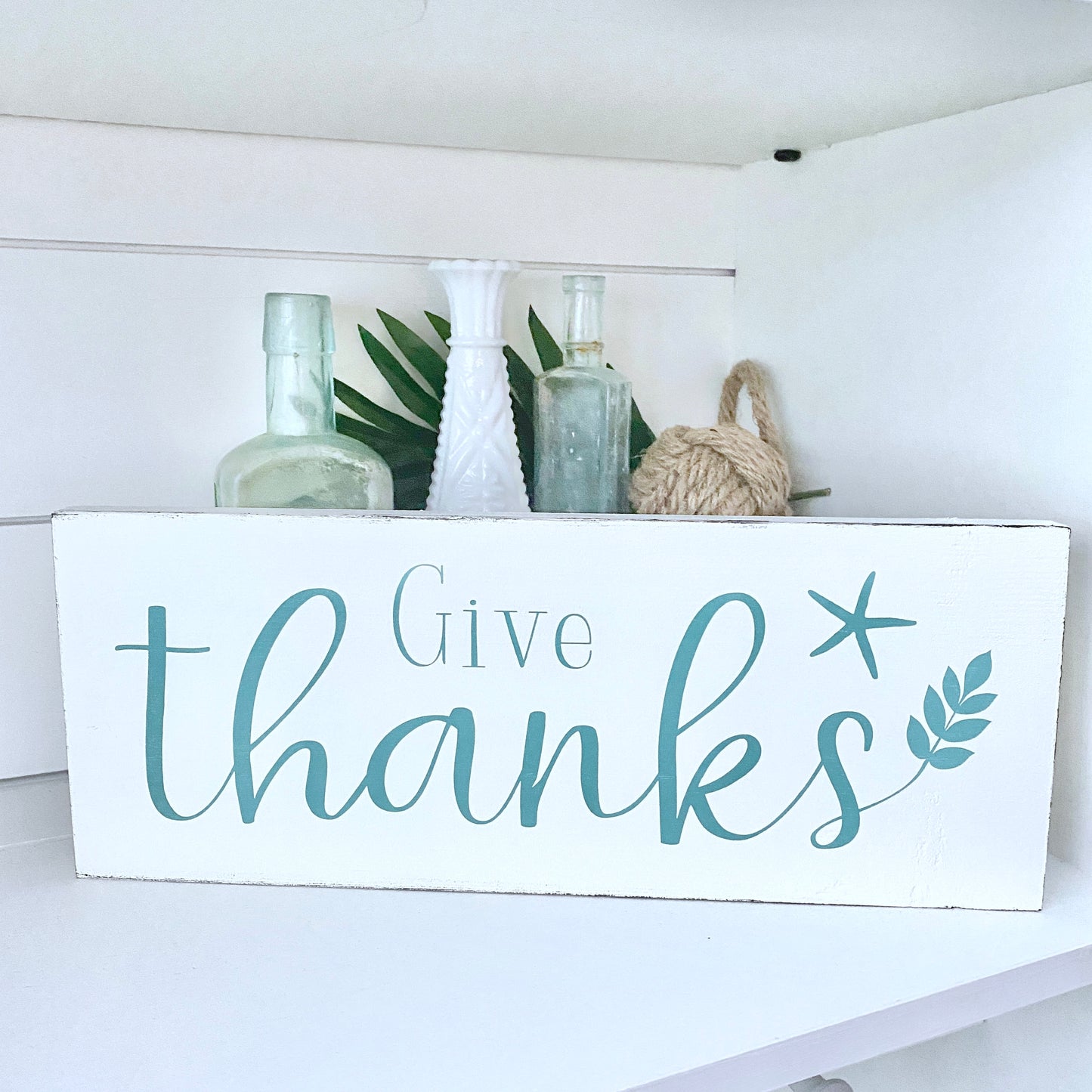 Give Thanks Starfish Sign Coastal home decor and inspiration for the beach lover, gifts from Anchoredsouldesigns