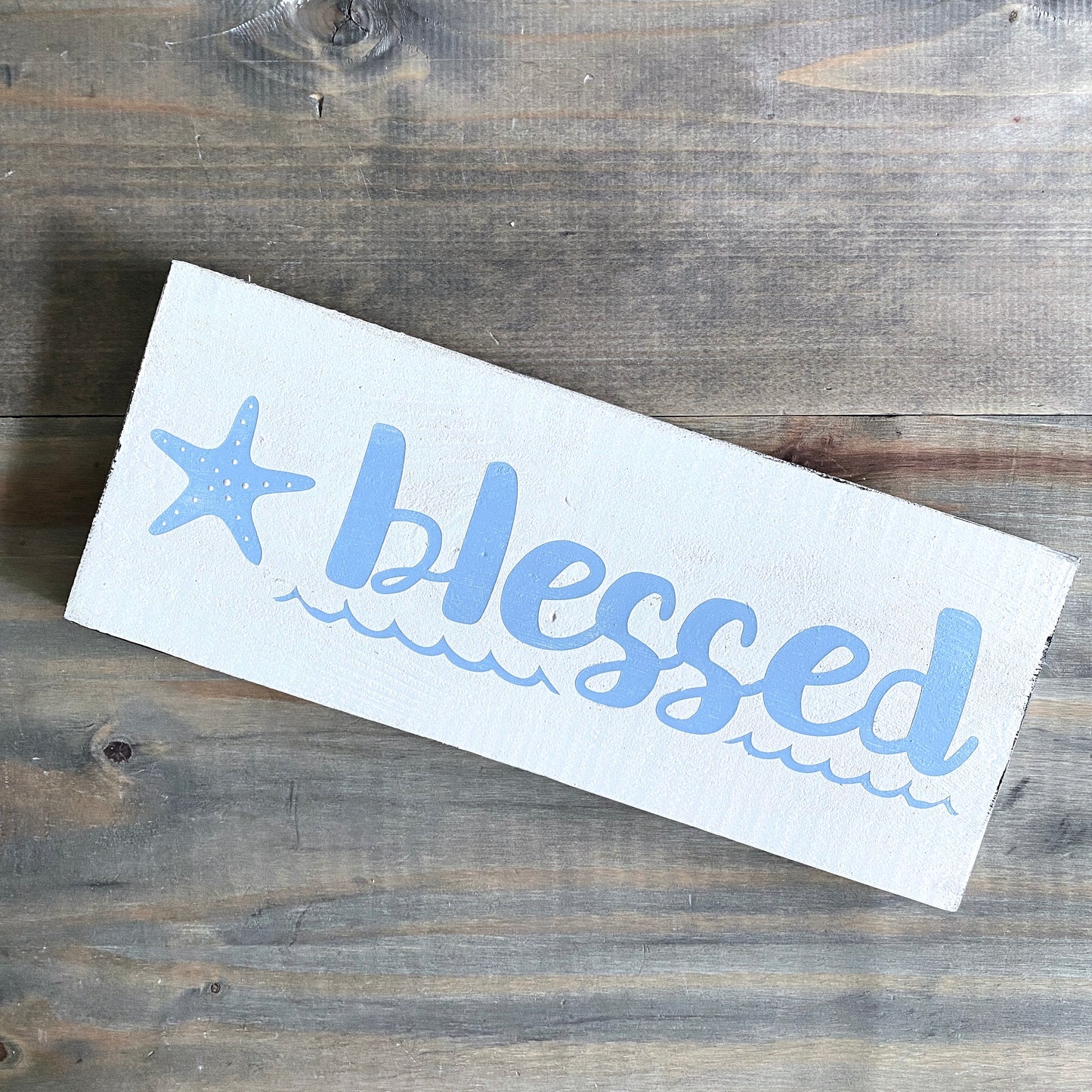Blessed Starfish Sign Coastal home decor and inspiration for the beach lover, gifts from Anchoredsouldesigns