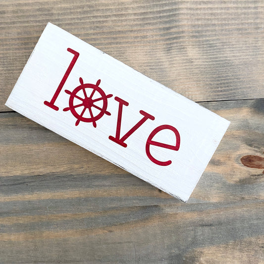 Small Love Ship Wheel Sign