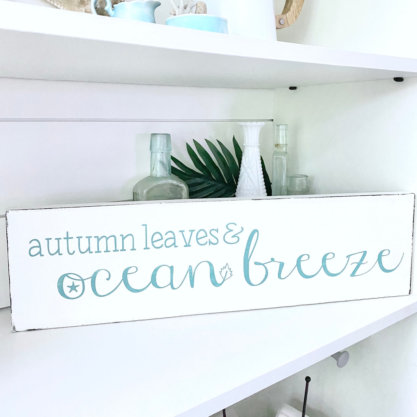 Autumn Leaves Ocean Breeze Sign, 20 x 6 in Coastal home decor and inspiration for the beach lover, gifts from Anchoredsouldesigns