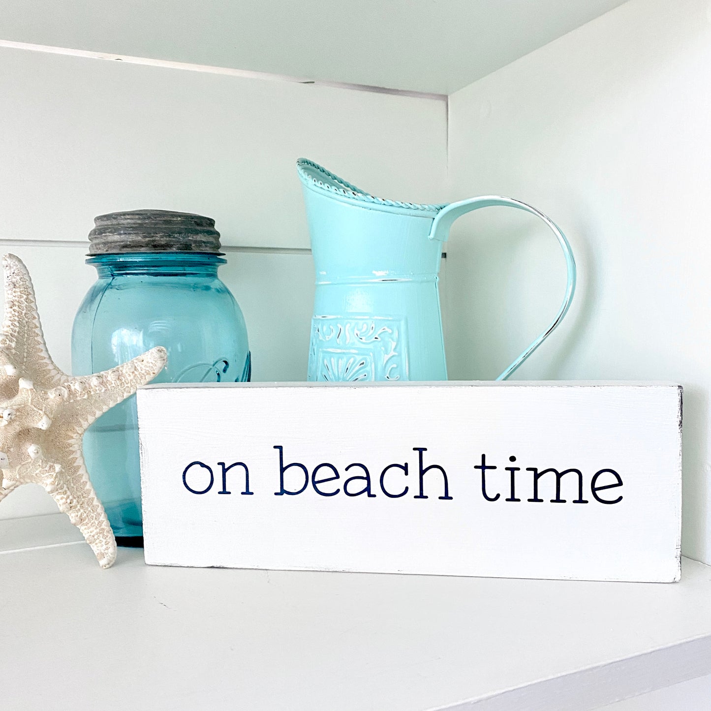 On Beach Time Sign Coastal home decor and inspiration for the beach lover, gifts from Anchoredsouldesigns