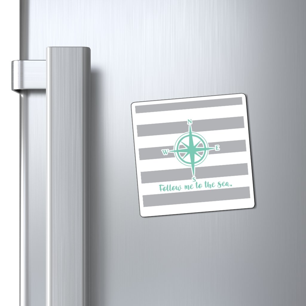 Follow Me To The Sea Coastal Compass Anchored Soul Designs Refrigerator Magnet