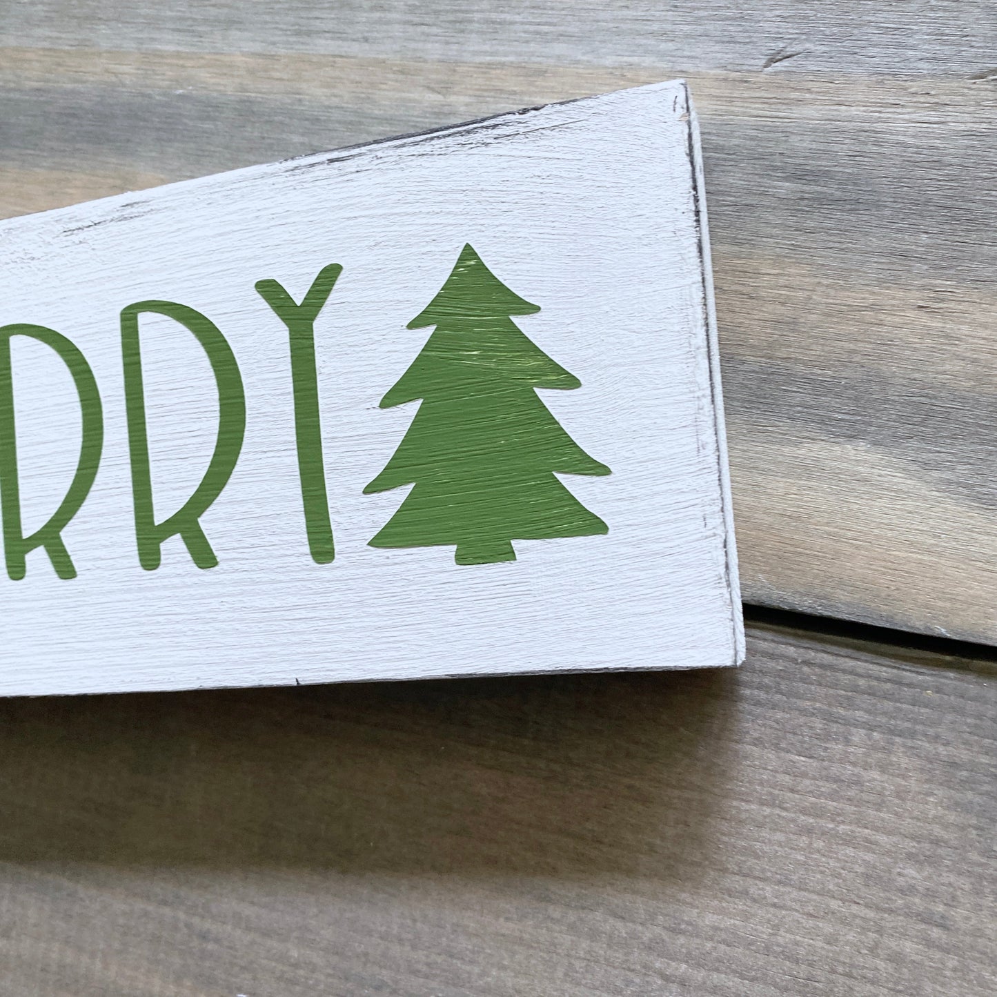 Merry Christmas Tree in dark green, holiday decor modern cottage farmhouse vintage store boutique wholesale decor