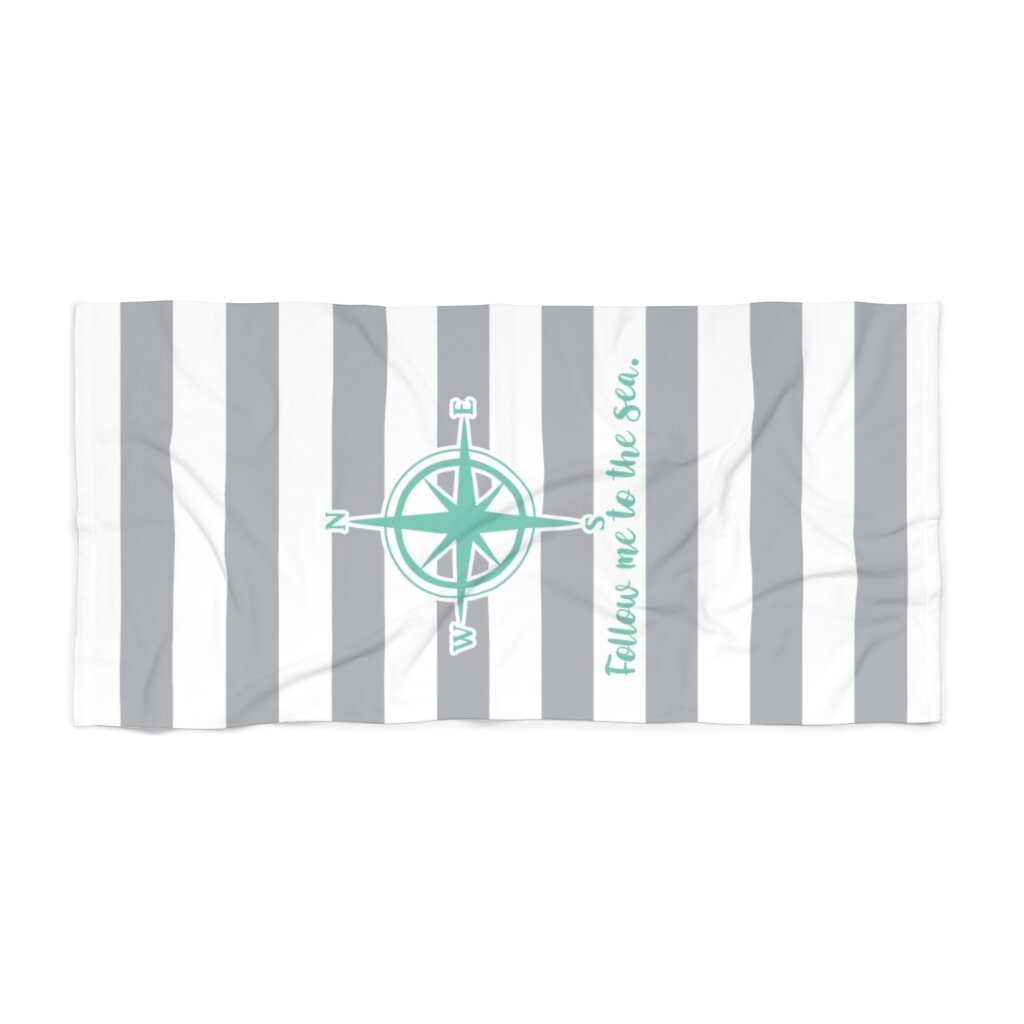 Follow Me To The Sea Coastal Compass Anchored Soul Lush Beach Towel