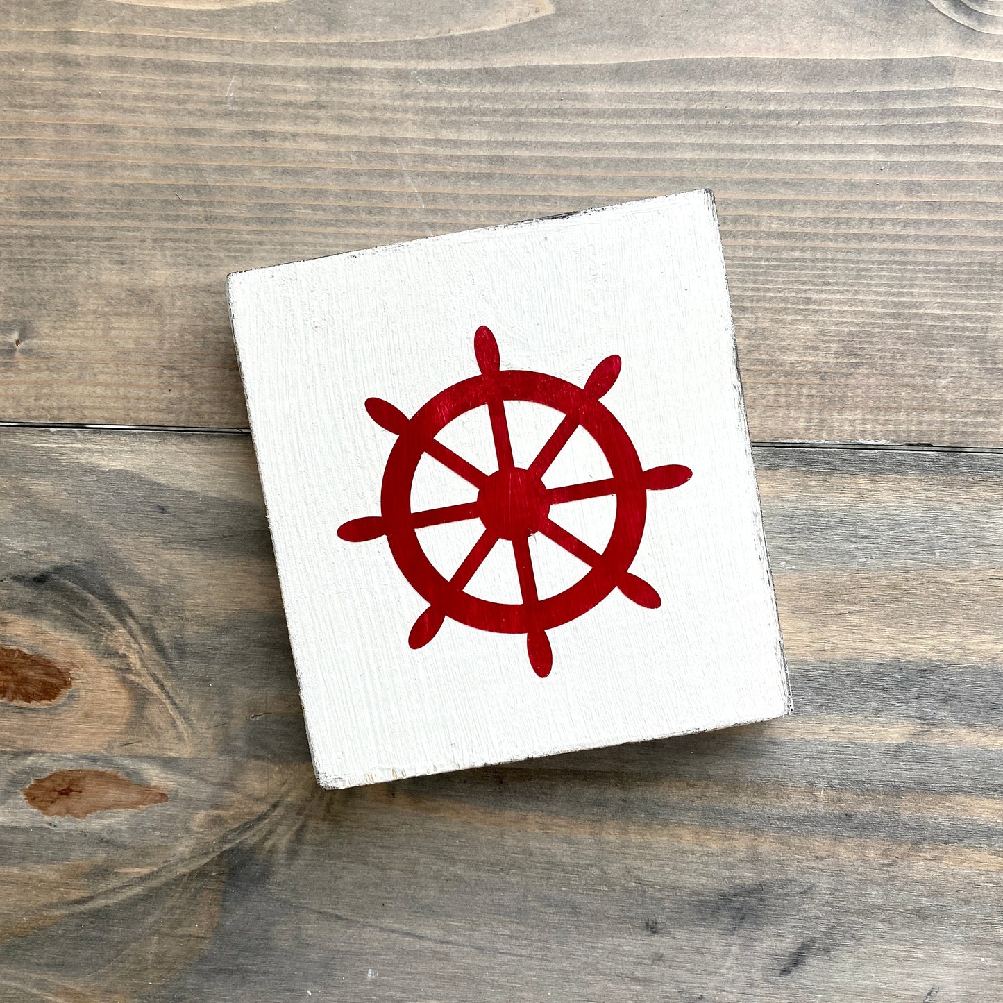 Ship Wheel Sign Coastal home decor and inspiration for the beach lover, gifts from Anchoredsouldesigns