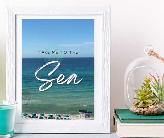 Take Me to the Sea free coastal wall art printable, beach themed digital download from Anchored Soul Designs