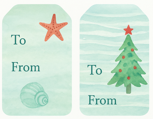 Coastal Christmas gift tags free printable