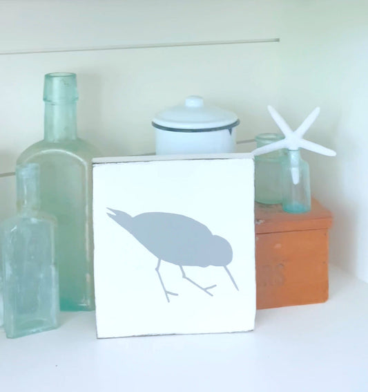 Handmade shorebird sandpiper sign, coastal home decor from Anchored Soul Designs on Amelia Island