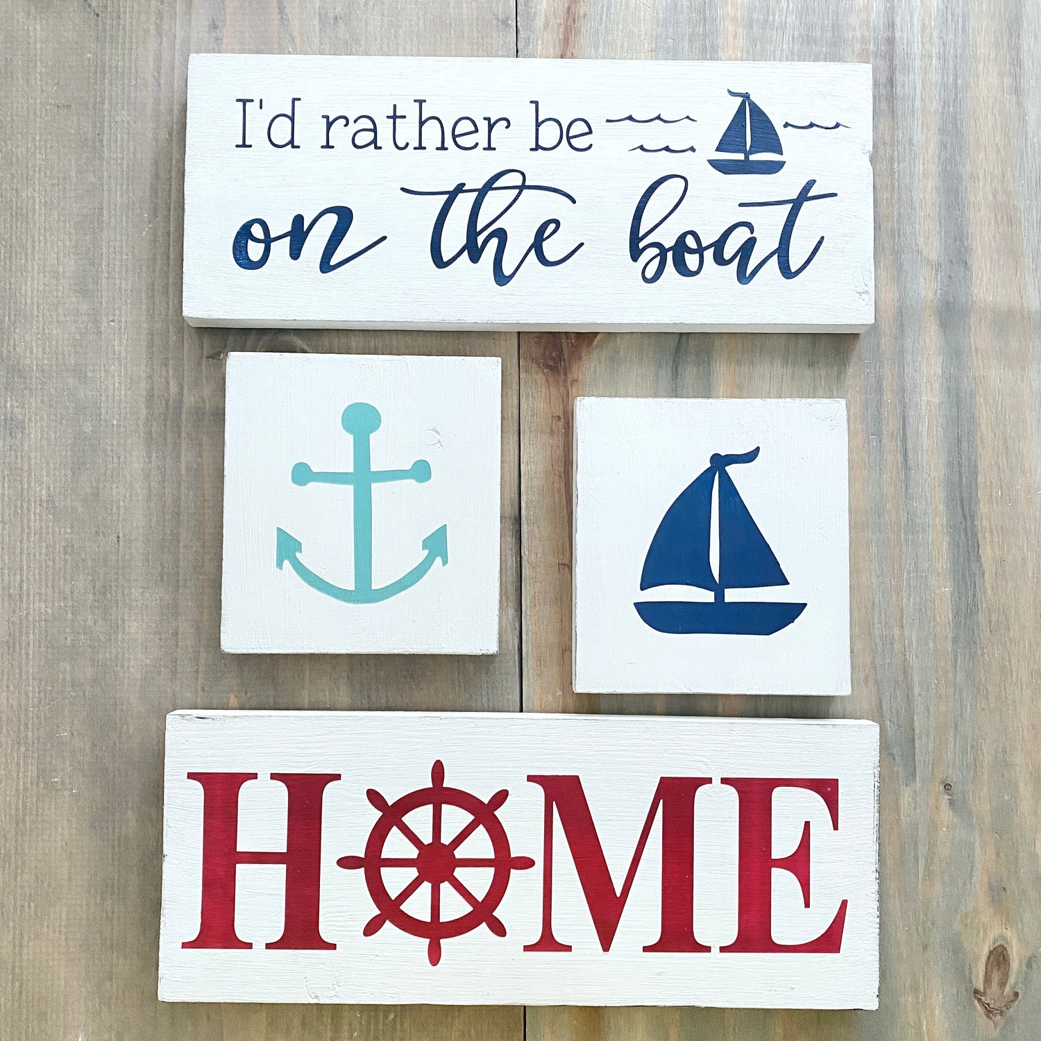 Boat signs for coastal and lake home decor