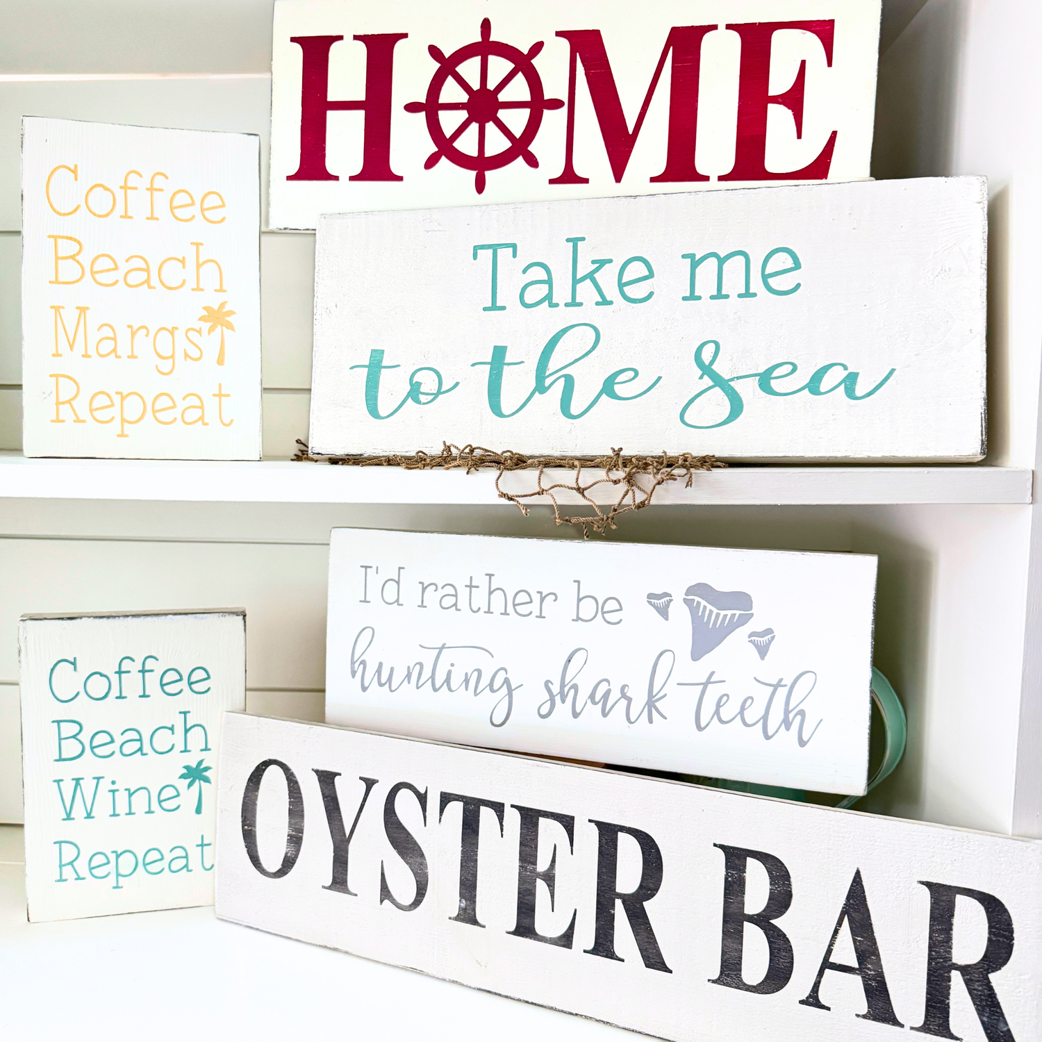 Handmade beach signs for everyday coastal home decor, made on Amelia Island Florida by Anchored Soul Designs