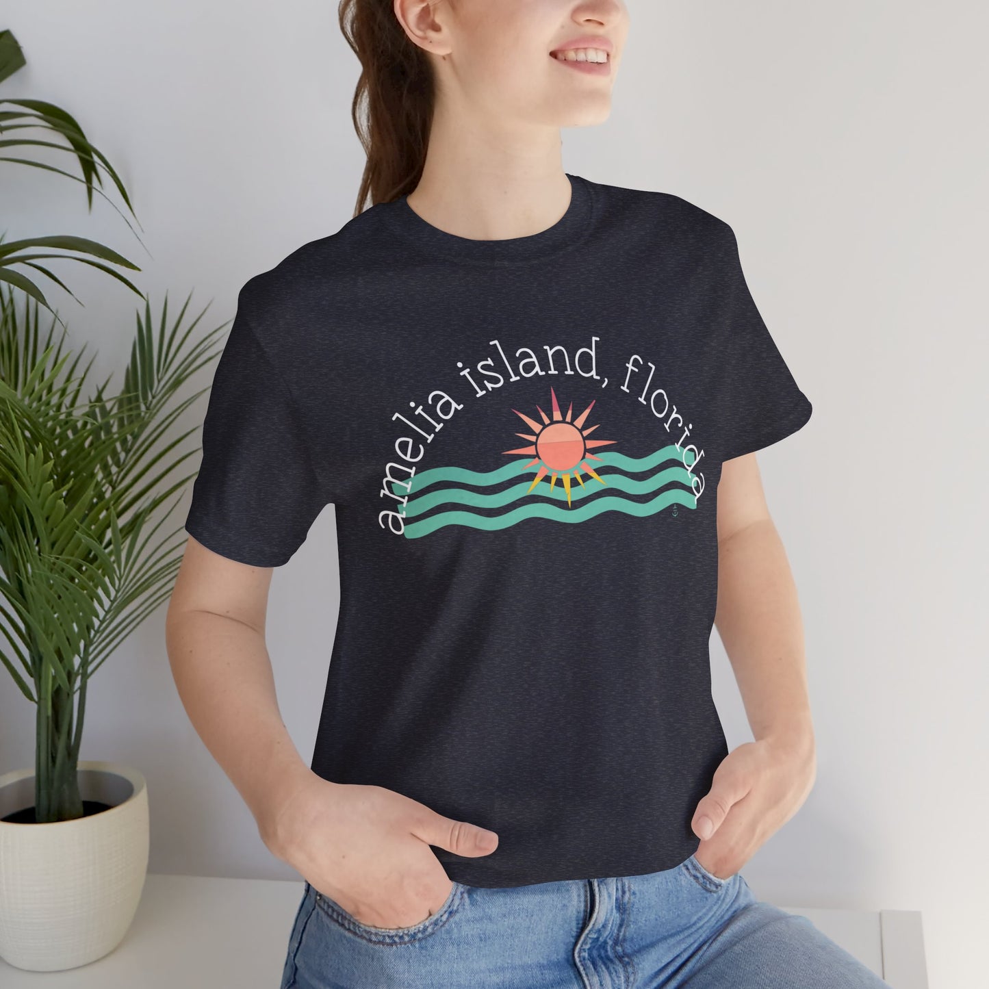 Amelia Island, Florida Tshirt- Heather Navy, beach girl tshirt, Island Girl Tshirt