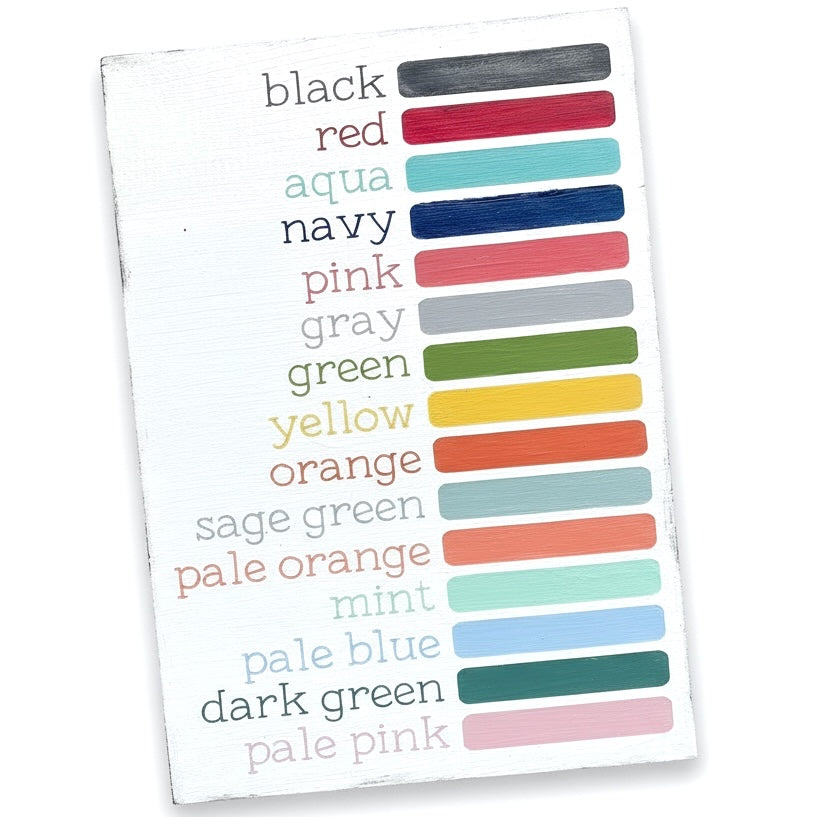 coastal sign color options chart wood sign colors