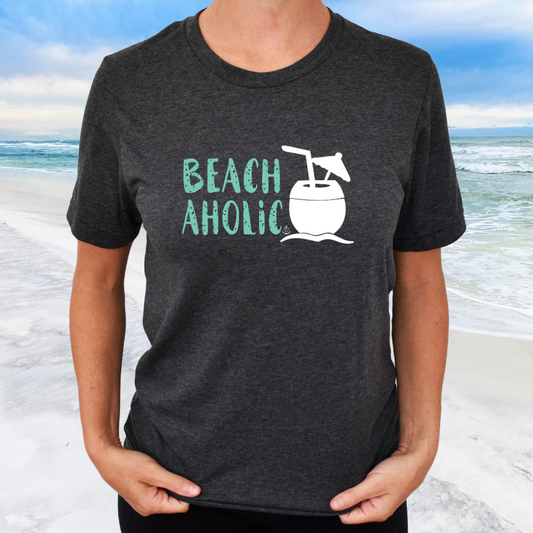 Beachaholic t-shirt, beach drink, beachaholic tee, beach shirts for women, summer shirt, cruise trip shirt, vacation shirt, beach trip shirt