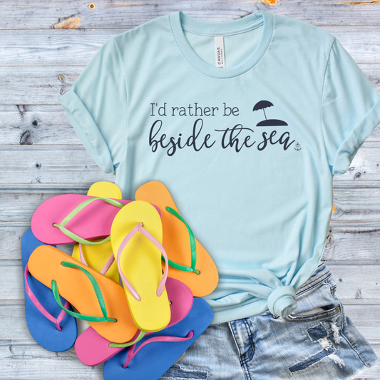 I'd rather be beside the sea t-shirt, beachaholic tee, beach shirts for women, summer shirt, cruise trip shirt, vacation shirt, beach tee