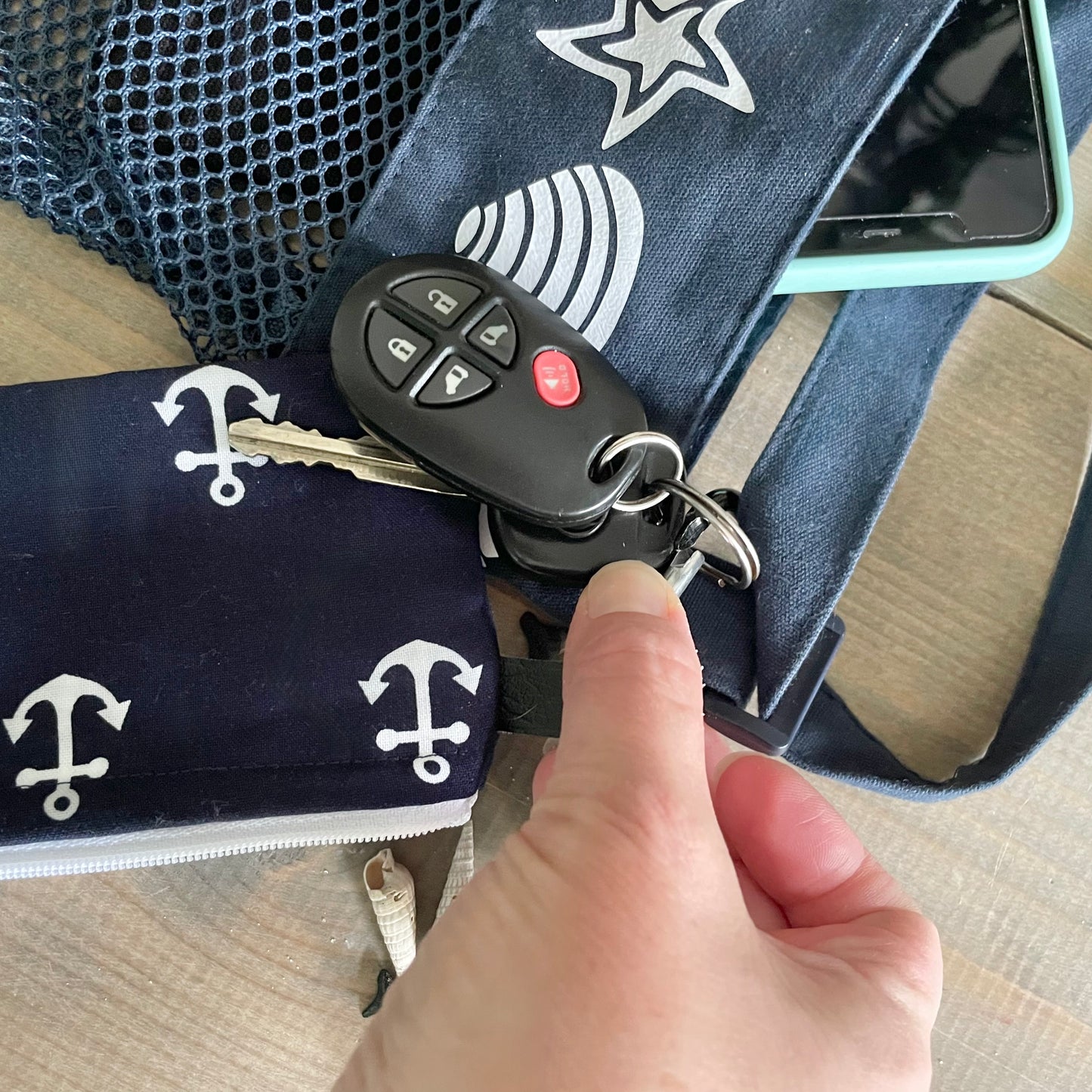Navy Shell Bag, Beachcombing bag
