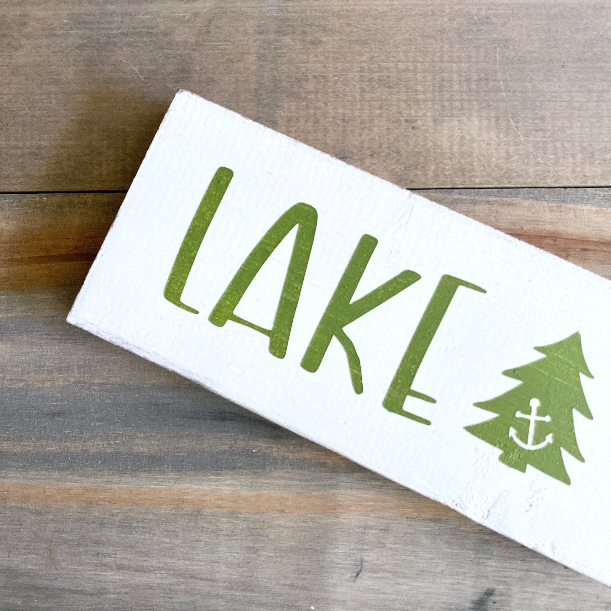 Nautical Christmas Decor for Lake House, Anchored Soul Designs Lake Christmas wood sign white background with green design, lake house holiday decor nautical design