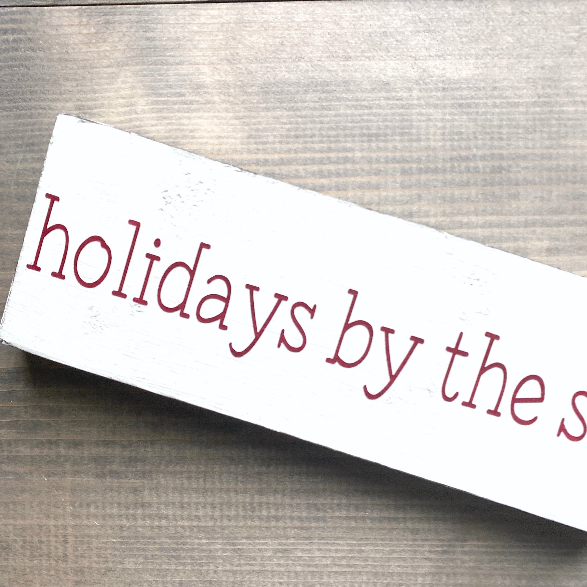 Coastal Christmas Decor, Anchored Soul Designs holidays by the sea Christmas wood sign white background with red design, beach house holiday decor coastal design