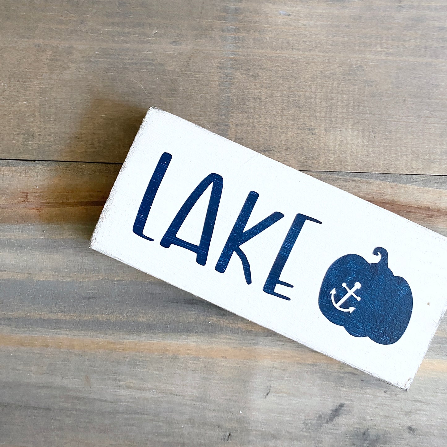 Lake fall sign with pumpkin, nautical fall by the lake, autumn by the water, seasonal lake decor, fishing marina decor, cabin decor, handmade lake sign