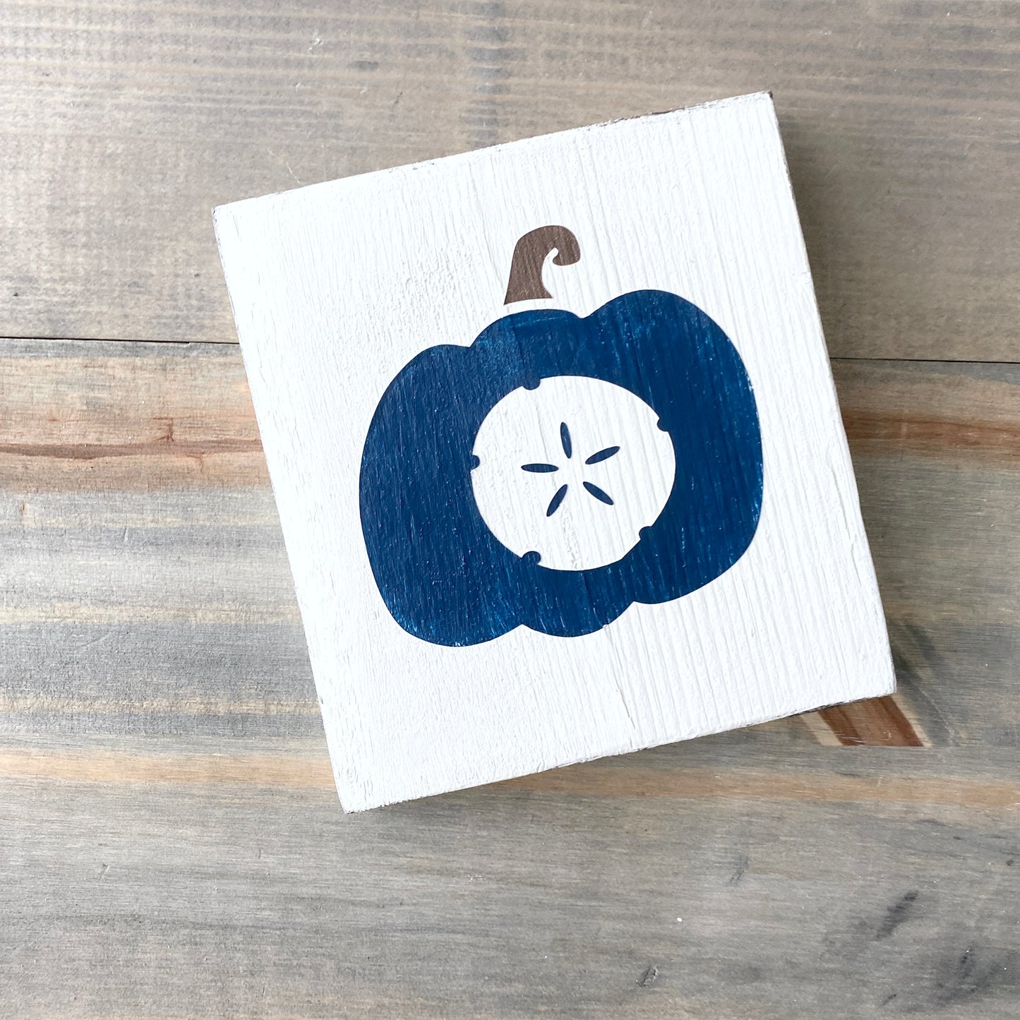 Sand Dollar Pumpkin Sign in Navy Coastal Fall Decor, fall beach home decor