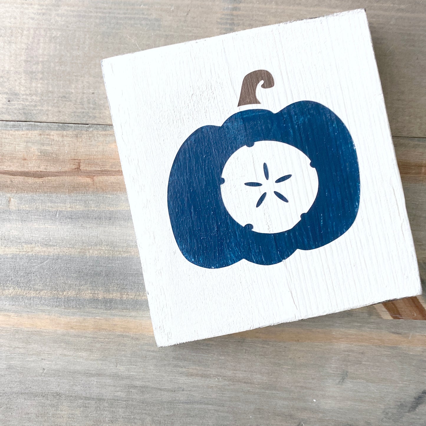 Sand Dollar Pumpkin Sign in Navy Coastal Fall Decor, fall beach home decor