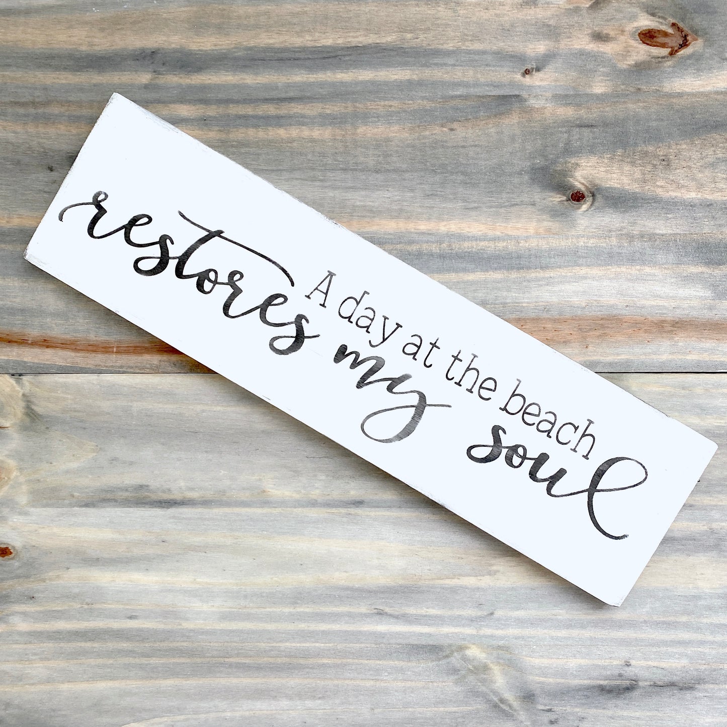 A day at the beach restores my soul sign handpainted on wood coastal home decor for beach house beach lover gift beach decor coastal handmade sign