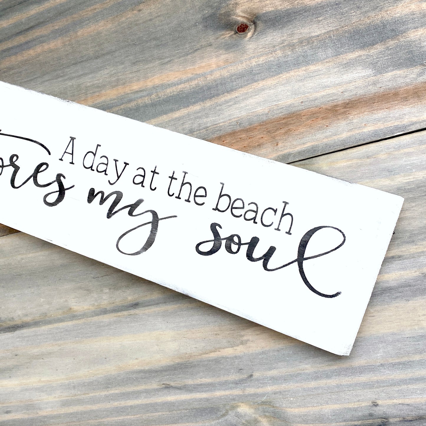 A day at the beach restores my soul sign handpainted on wood coastal home decor for beach house beach lover gift beach decor coastal handmade sign