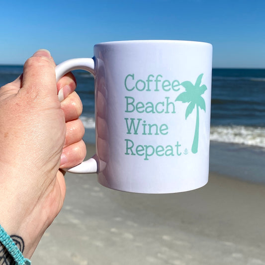 Coffee Beach Wine Repeat Anchored Soul 11 oz Coffee Mug