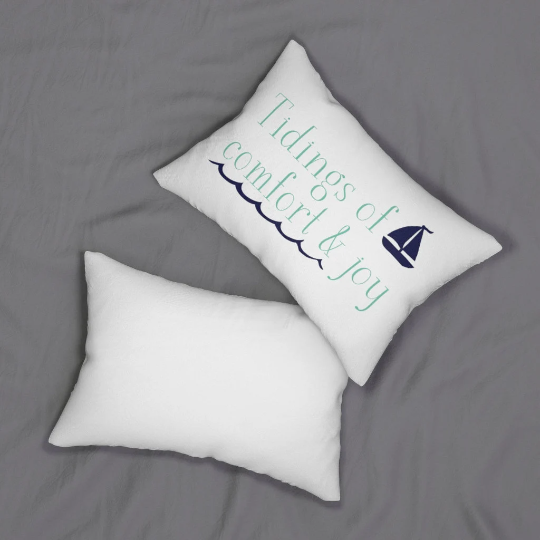 "Tidings of Comfort &amp; Joy" Coastal Christmas Lumbar Pillow