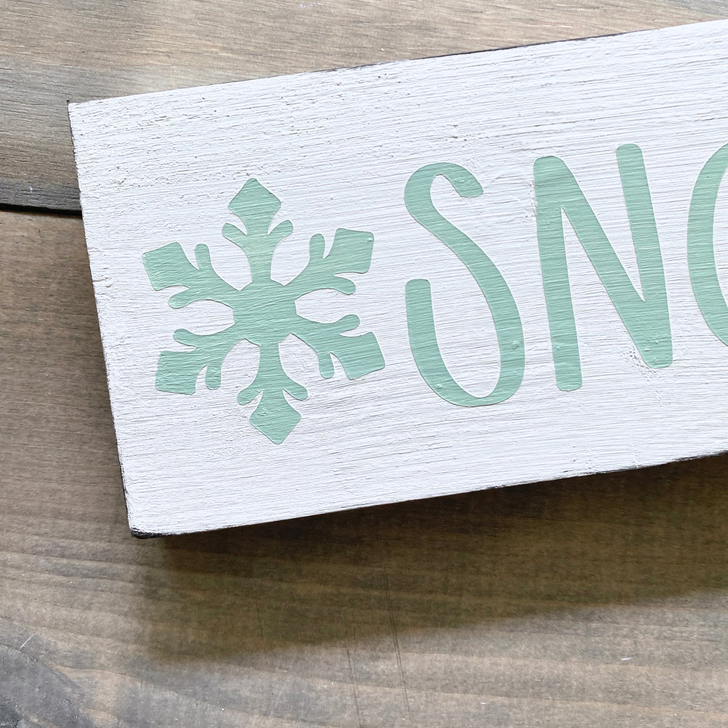 Snow with snowflake sign in mint, holiday decor modern cottage farmhouse vintage store boutique wholesale decor