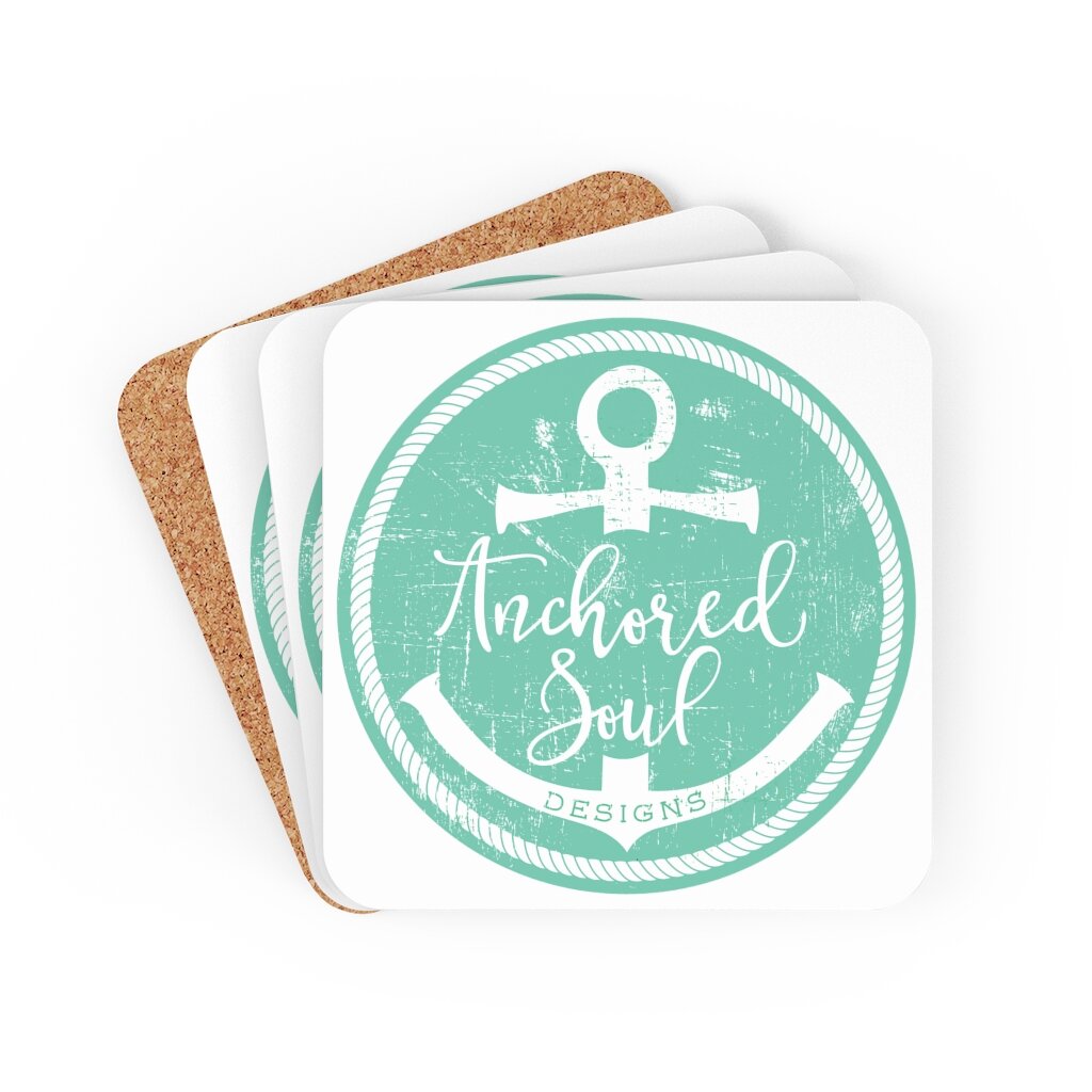 Anchored Soul Corkwood Coaster Set of 4