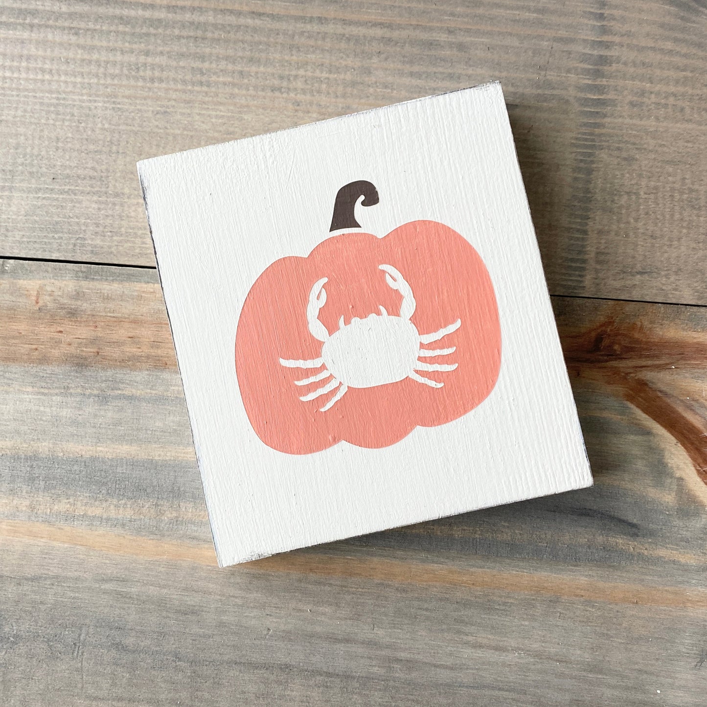 Crab Pumpkin Sign, Coastal Fall decor, fall beach sign