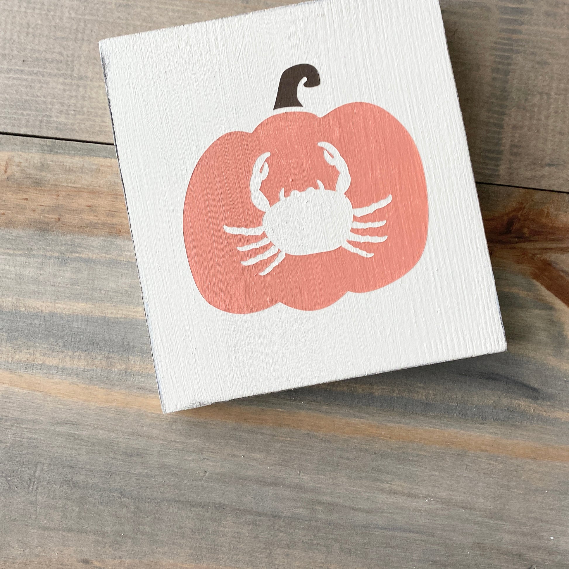 Crab Pumpkin Sign, Coastal Fall decor, fall beach sign
