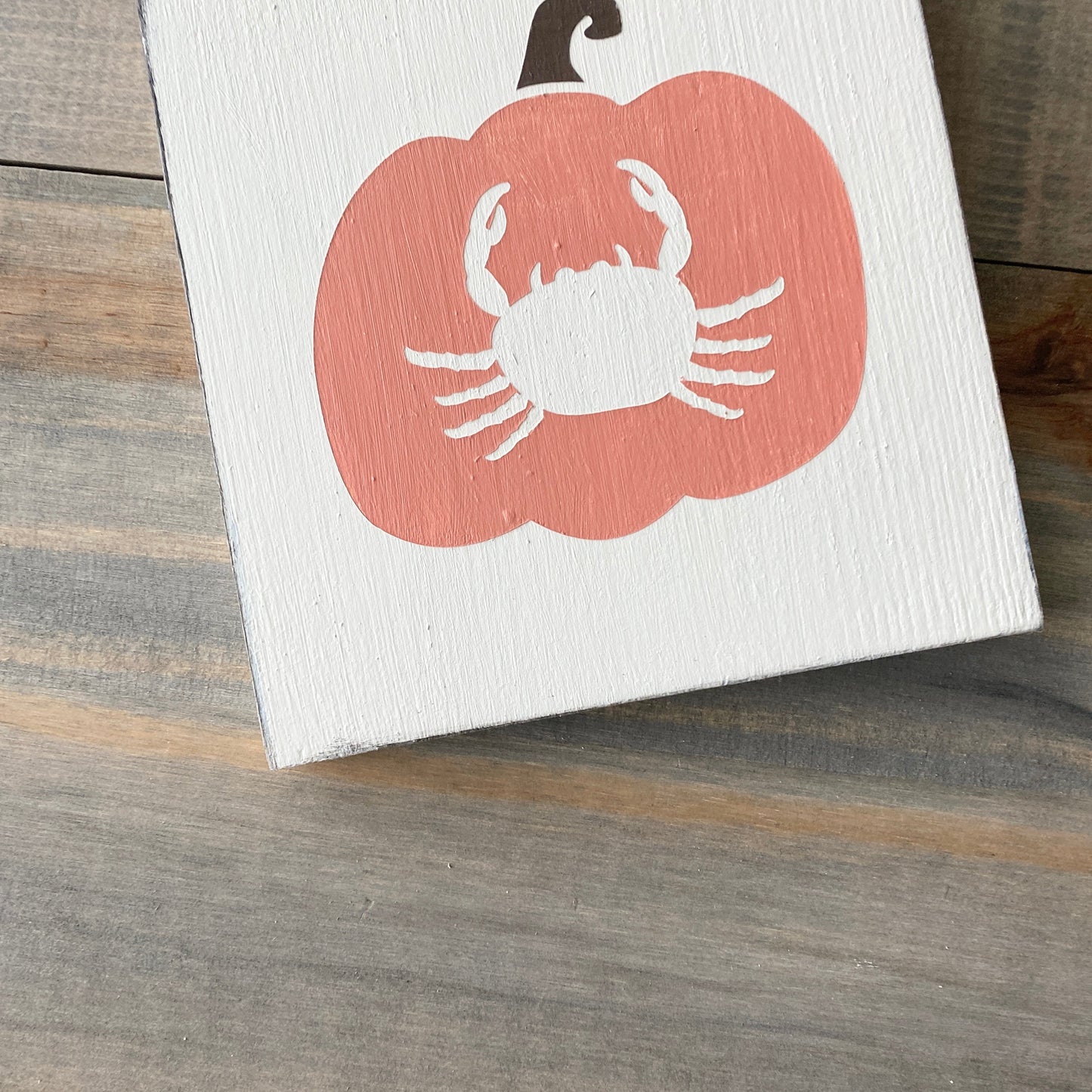 Crab Pumpkin Sign, Coastal Fall decor, fall beach sign